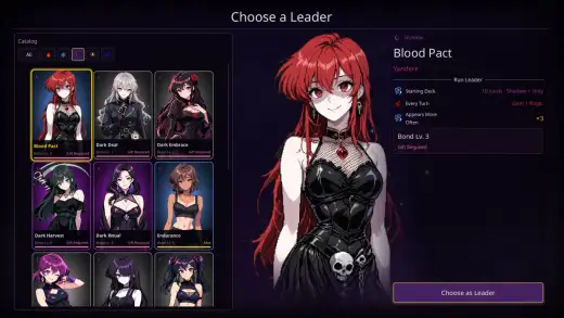 Choosing the run leader: her element and her bonus every turn