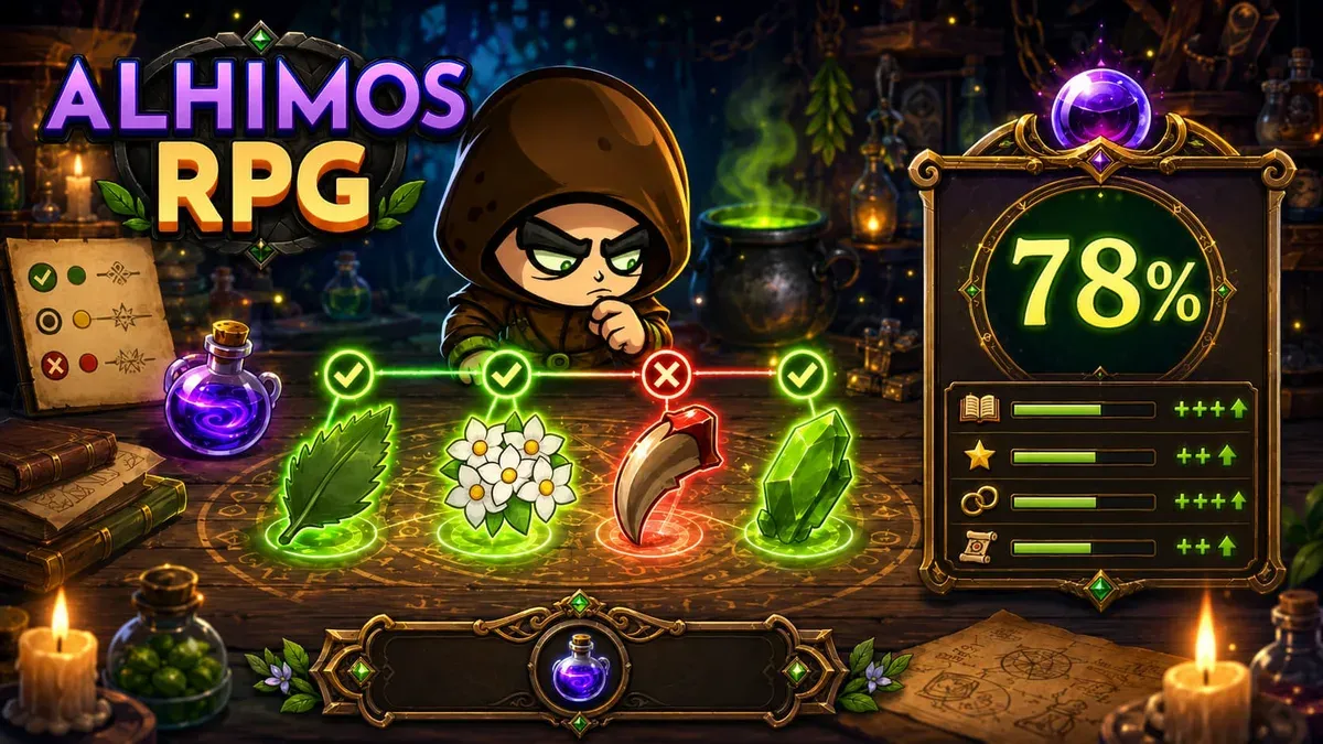 Alhimos — potion crafting at the alchemy table