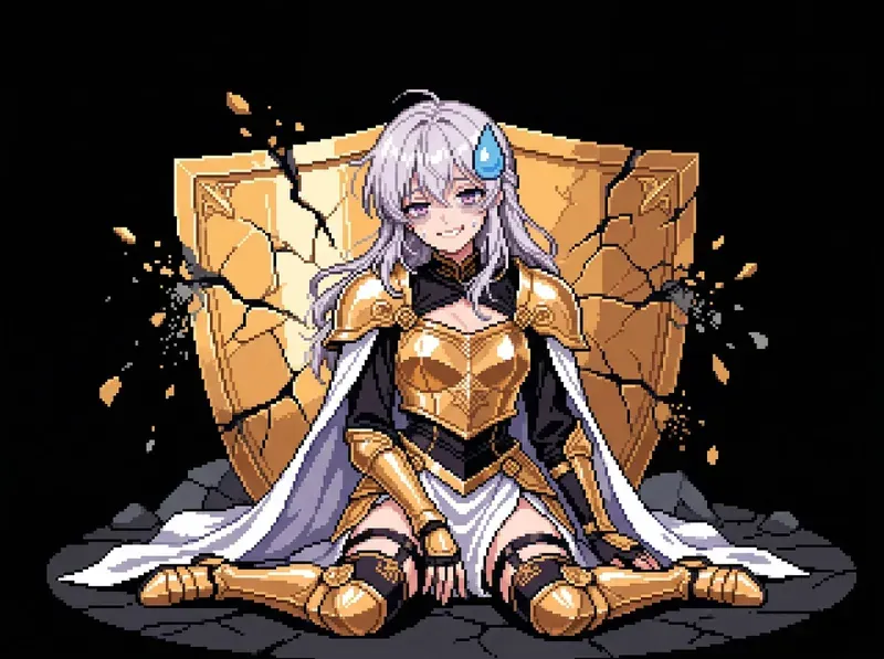 Divine Archangel with a cracked barrier and a nervous smile — plenty of HP, no kill pressure