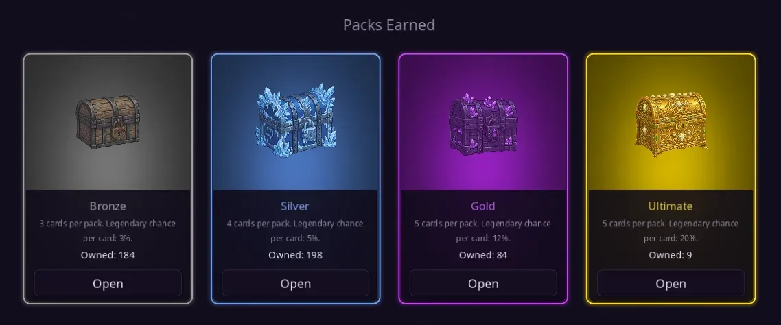 Soul Strip pack opening — revealing four new waifu cards