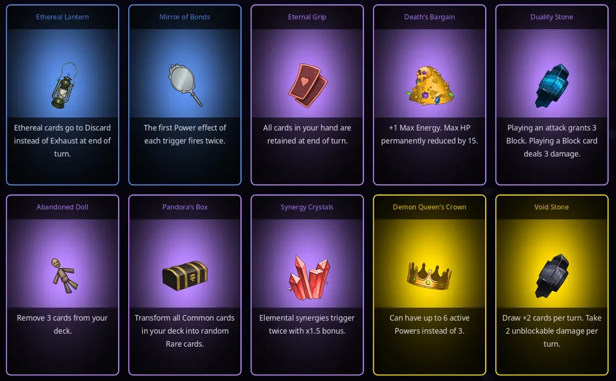 Soul Strip relic collection screen